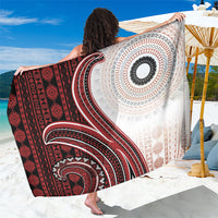 Bula Fiji Vintage Tapa Sarong Kaivity Masi Wave Motifs - Red LT7 One Size 44 x 66 inches Red - Polynesian Pride