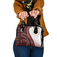 Bula Fiji Vintage Tapa Shoulder Handbag Kaivity Masi Wave Motifs - Red LT7 One Size Red - Polynesian Pride