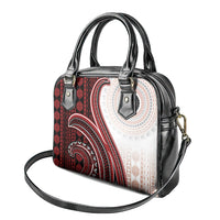 Bula Fiji Vintage Tapa Shoulder Handbag Kaivity Masi Wave Motifs - Red LT7 - Polynesian Pride