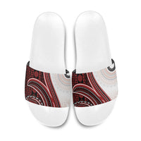 Bula Fiji Vintage Tapa Slide Sandals Kaivity Masi Wave Motifs - Red LT7 Red - Polynesian Pride