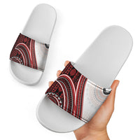 Bula Fiji Vintage Tapa Slide Sandals Kaivity Masi Wave Motifs - Red LT7 - Polynesian Pride