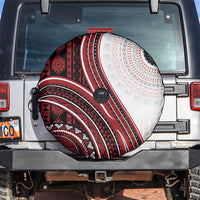 Bula Fiji Vintage Tapa Spare Tire Cover Kaivity Masi Wave Motifs - Red LT7 Red - Polynesian Pride