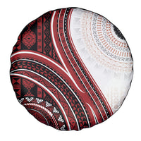 Bula Fiji Vintage Tapa Spare Tire Cover Kaivity Masi Wave Motifs - Red LT7 - Polynesian Pride