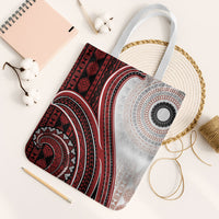 Bula Fiji Vintage Tapa Tote Bag Kaivity Masi Wave Motifs - Red LT7 White Strap One Size Red - Polynesian Pride