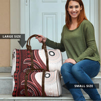 Bula Fiji Vintage Tapa Travel Bag Kaivity Masi Wave Motifs - Red LT7 - Polynesian Pride