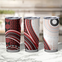 Bula Fiji Vintage Tapa Tumbler Cup Kaivity Masi Wave Motifs - Red