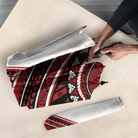 Bula Fiji Vintage Tapa Umbrella Kaivity Masi Wave Motifs - Red LT7 - Polynesian Pride
