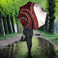 Bula Fiji Vintage Tapa Umbrella Kaivity Masi Wave Motifs - Red LT7 - Polynesian Pride