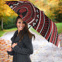 Bula Fiji Vintage Tapa Umbrella Kaivity Masi Wave Motifs - Red LT7 - Polynesian Pride