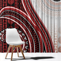 Bula Fiji Vintage Tapa Window Curtain Kaivity Masi Wave Motifs - Red