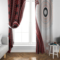 Bula Fiji Vintage Tapa Window Curtain Kaivity Masi Wave Motifs - Red