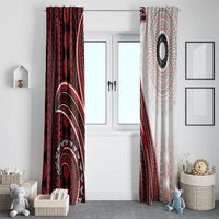 Bula Fiji Vintage Tapa Window Curtain Kaivity Masi Wave Motifs - Red