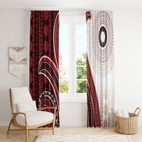 Bula Fiji Vintage Tapa Window Curtain Kaivity Masi Wave Motifs - Red
