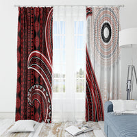 Bula Fiji Vintage Tapa Window Curtain Kaivity Masi Wave Motifs - Red