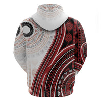 Bula Fiji Vintage Tapa Zip Hoodie Kaivity Masi Wave Motifs - Red LT7 - Polynesian Pride