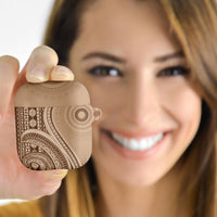 Bula Fiji Vintage Tapa AirPods Case Kaivity Masi Wave Motifs - Mocha LT7 - Polynesian Pride