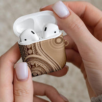 Bula Fiji Vintage Tapa AirPods Case Kaivity Masi Wave Motifs - Mocha LT7 - Polynesian Pride