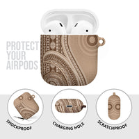 Bula Fiji Vintage Tapa AirPods Case Kaivity Masi Wave Motifs - Mocha LT7 - Polynesian Pride