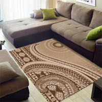 Bula Fiji Vintage Tapa Area Rug Kaivity Masi Wave Motifs - Mocha LT7 - Polynesian Pride