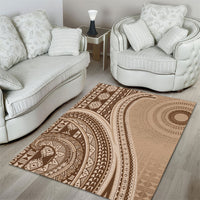 Bula Fiji Vintage Tapa Area Rug Kaivity Masi Wave Motifs - Mocha LT7 - Polynesian Pride