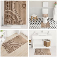 Bula Fiji Vintage Tapa Bathroom Set Kaivity Masi Wave Motifs - Mocha LT7 - Polynesian Pride