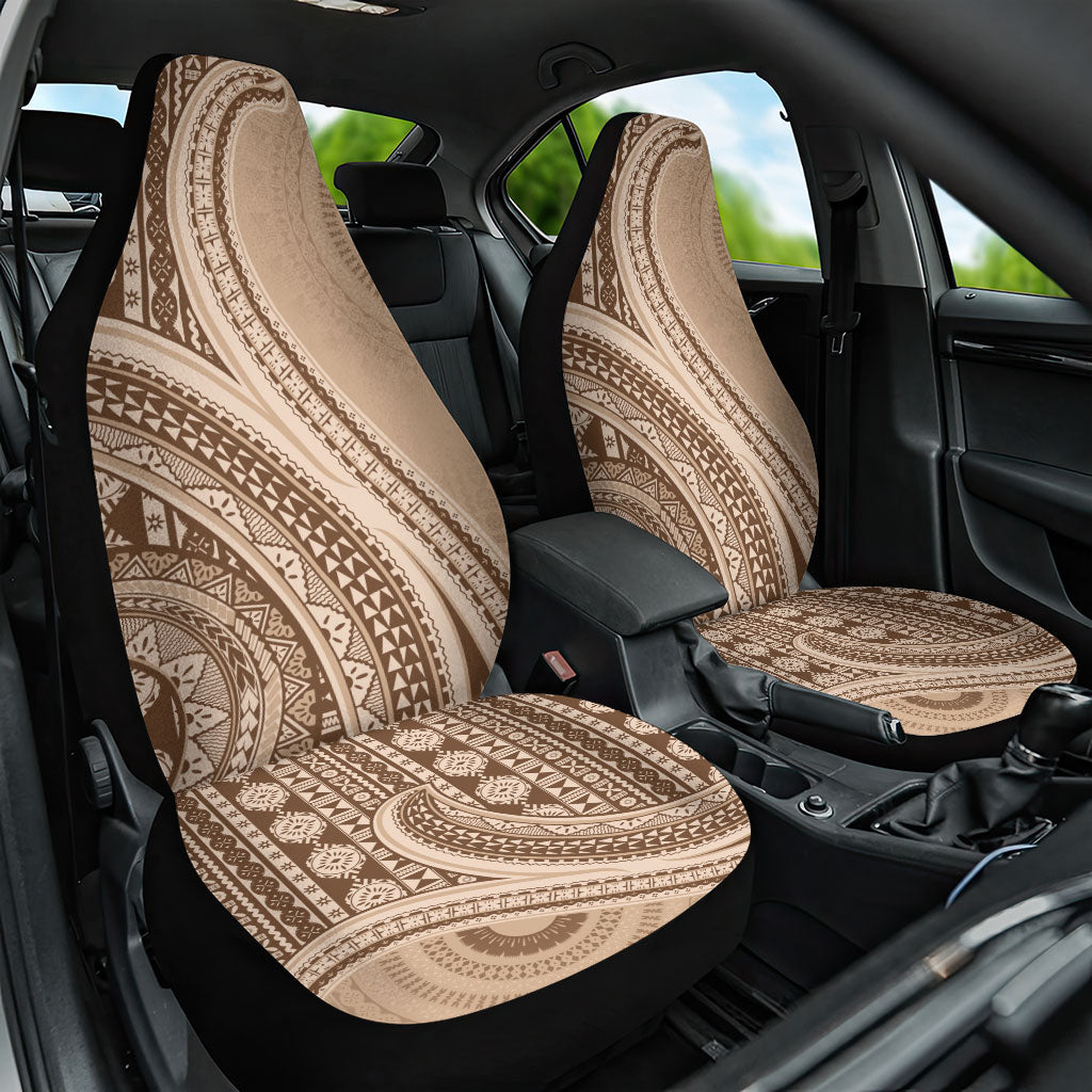 Bula Fiji Vintage Tapa Car Seat Cover Kaivity Masi Wave Motifs - Mocha