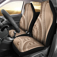 Bula Fiji Vintage Tapa Car Seat Cover Kaivity Masi Wave Motifs - Mocha LT7 - Polynesian Pride