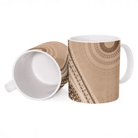 Bula Fiji Vintage Tapa Ceramic Mug Kaivity Masi Wave Motifs - Mocha LT7 - Polynesian Pride
