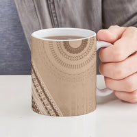 Bula Fiji Vintage Tapa Ceramic Mug Kaivity Masi Wave Motifs - Mocha LT7 - Polynesian Pride