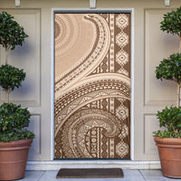 Bula Fiji Vintage Tapa Door Cover Kaivity Masi Wave Motifs - Mocha LT7 Beige - Polynesian Pride