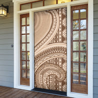 Bula Fiji Vintage Tapa Door Cover Kaivity Masi Wave Motifs - Mocha LT7 - Polynesian Pride