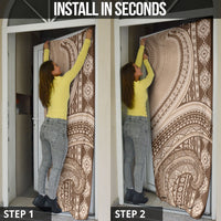 Bula Fiji Vintage Tapa Door Cover Kaivity Masi Wave Motifs - Mocha LT7 - Polynesian Pride