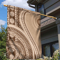 Bula Fiji Vintage Tapa Garden Flag Kaivity Masi Wave Motifs - Mocha LT7 - Polynesian Pride