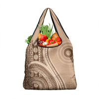 Bula Fiji Vintage Tapa Grocery Bag Kaivity Masi Wave Motifs - Mocha LT7 1-pack One Size Beige - Polynesian Pride
