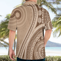 Bula Fiji Vintage Tapa Hawaiian Shirt Kaivity Masi Wave Motifs - Mocha LT7 - Polynesian Pride