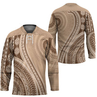 Bula Fiji Vintage Tapa Hockey Jersey Kaivity Masi Wave Motifs - Mocha LT7 - Polynesian Pride