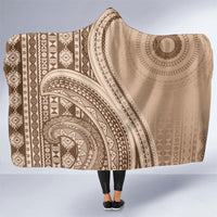 Bula Fiji Vintage Tapa Hooded Blanket Kaivity Masi Wave Motifs - Mocha LT7 One Size Beige - Polynesian Pride