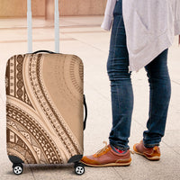 Bula Fiji Vintage Tapa Luggage Cover Kaivity Masi Wave Motifs - Mocha LT7 Beige - Polynesian Pride