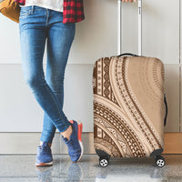 Bula Fiji Vintage Tapa Luggage Cover Kaivity Masi Wave Motifs - Mocha LT7 - Polynesian Pride