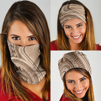 Bula Fiji Vintage Tapa Neck Gaiter Kaivity Masi Wave Motifs - Mocha LT7 - Polynesian Pride
