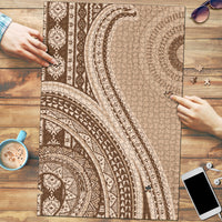Bula Fiji Vintage Tapa Puzzle Kaivity Masi Wave Motifs - Mocha
