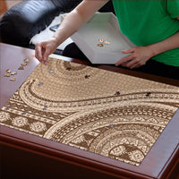 Bula Fiji Vintage Tapa Puzzle Kaivity Masi Wave Motifs - Mocha