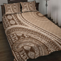 Bula Fiji Vintage Tapa Quilt Bed Set Kaivity Masi Wave Motifs - Mocha LT7 Beige - Polynesian Pride