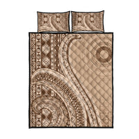 Bula Fiji Vintage Tapa Quilt Bed Set Kaivity Masi Wave Motifs - Mocha LT7 - Polynesian Pride