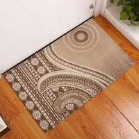 Bula Fiji Vintage Tapa Rubber Doormat Kaivity Masi Wave Motifs - Mocha LT7 - Polynesian Pride