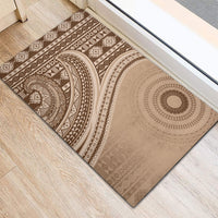 Bula Fiji Vintage Tapa Rubber Doormat Kaivity Masi Wave Motifs - Mocha LT7 - Polynesian Pride