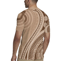 Bula Fiji Vintage Tapa Rugby Jersey Kaivity Masi Wave Motifs - Mocha LT7 - Polynesian Pride