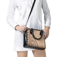 Bula Fiji Vintage Tapa Shoulder Handbag Kaivity Masi Wave Motifs - Mocha LT7 - Polynesian Pride