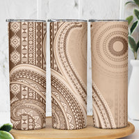 Bula Fiji Vintage Tapa Skinny Tumbler Kaivity Masi Wave Motifs - Mocha