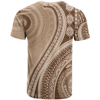 Bula Fiji Vintage Tapa T Shirt Kaivity Masi Wave Motifs - Mocha LT7 - Polynesian Pride